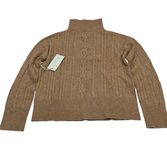 Joie Sweater Womens S Brown 2 Ply Cashmere Cable Knit 1/4 Zip Pullover Preppy - Picture 1 of 7